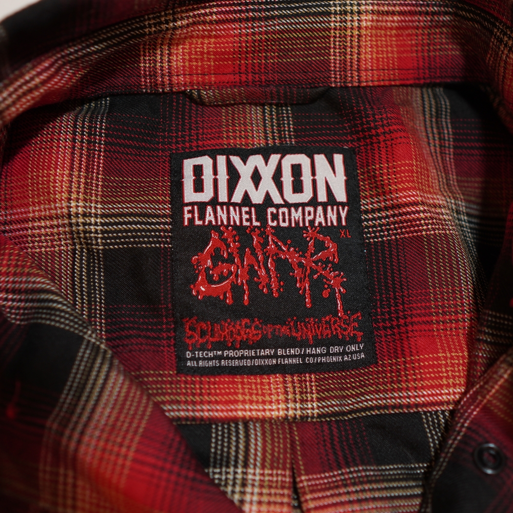 Dixxon Men's Gwar Long Sleeve Flannel Button Up Red Plaid XL